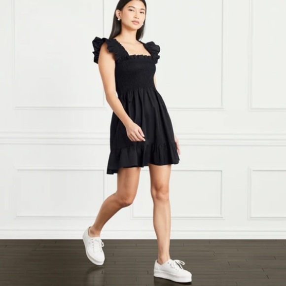 Hill House Home Elizabeth Nap Dress In Cotton Poplin Black Smock New Size XS - Picture 5 of 11